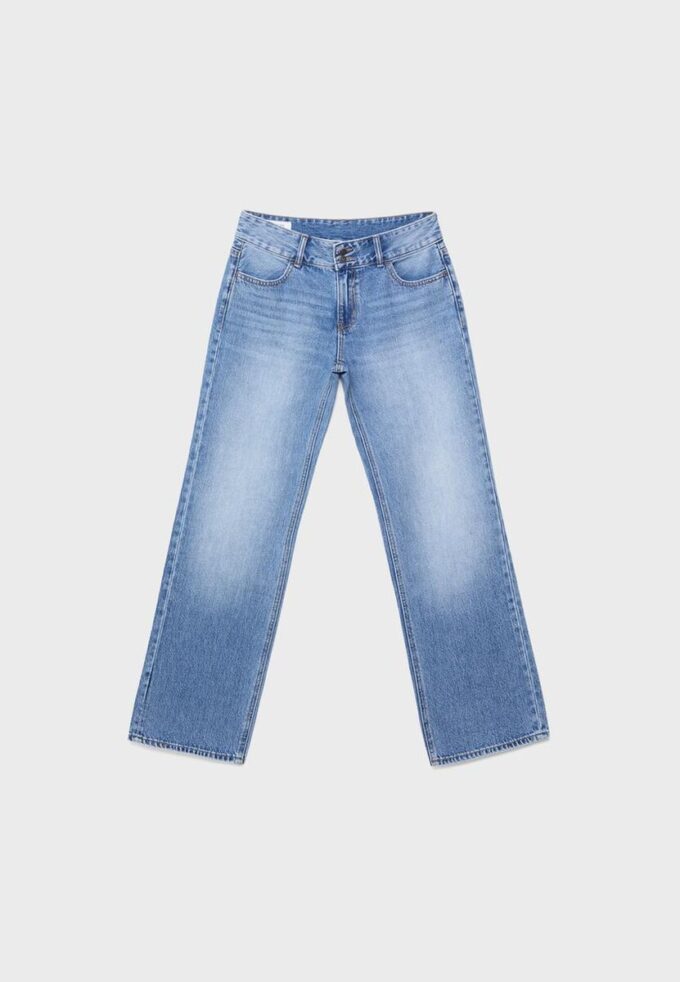 Double Metal Button Straight-Leg Jeans Double Metal Button Straight-Leg Jeans
