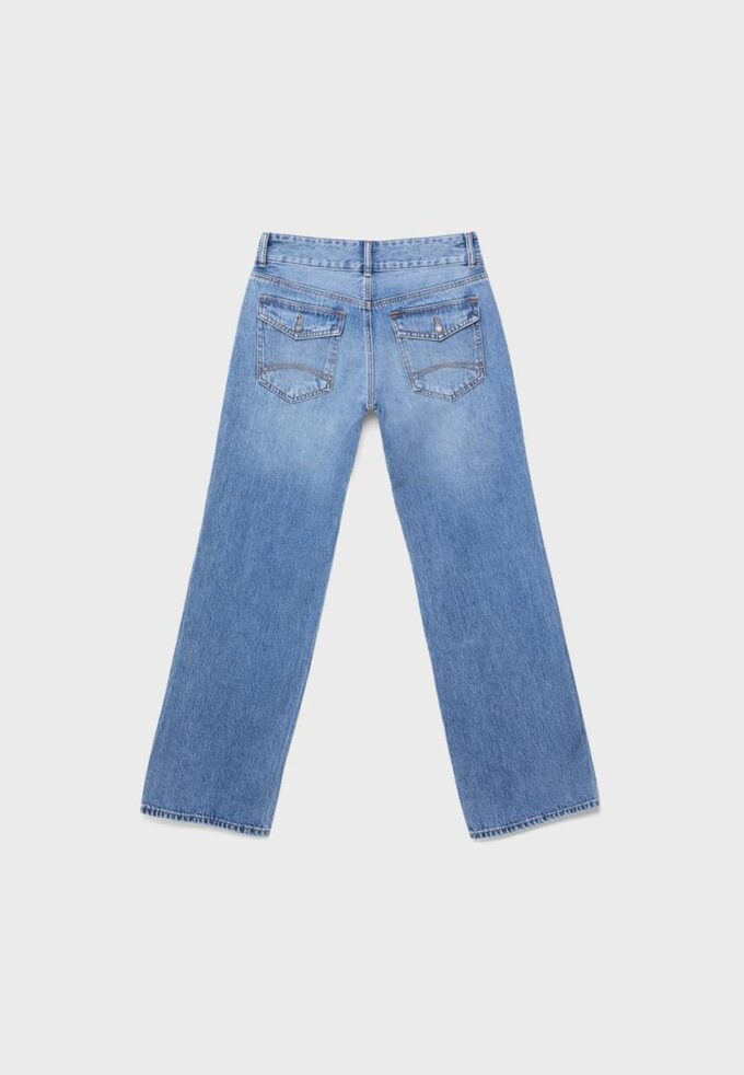 Double Metal Button Straight-Leg Jeans Double Metal Button Straight-Leg Jeans