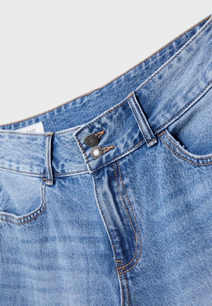 Double Metal Button Straight-Leg Jeans Double Metal Button Straight-Leg Jeans