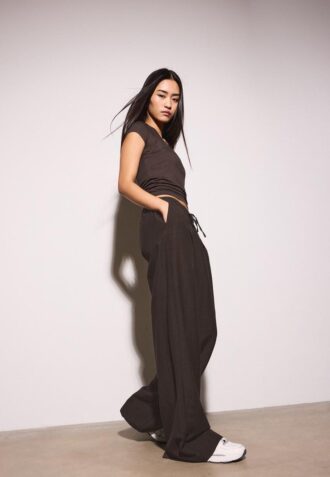 Drawstring Linen-Effect Trousers