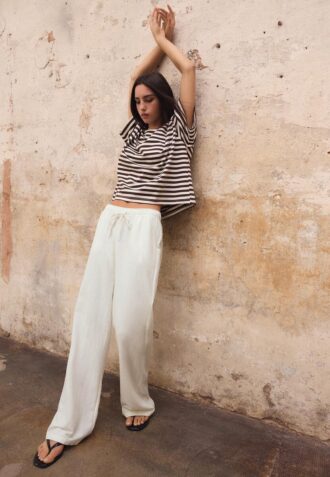 Drawstring Linen-Effect Trousers