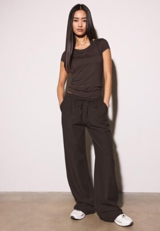 Drawstring Linen-Effect Trousers