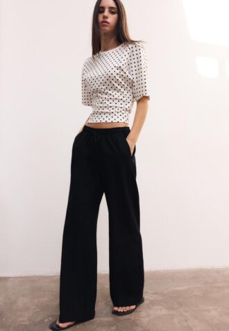 Drawstring Linen-Effect Trousers