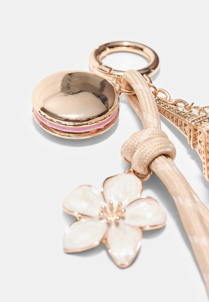 Eiffel Tower and Macarons Charm Keyring