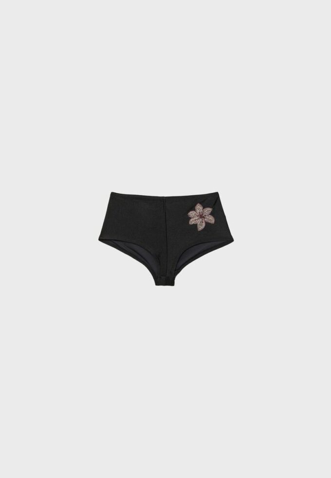 Embroidered Flower Hotpant Bikini Bottoms Embroidered Flower Hotpant Bikini Bottoms