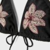 Embroidered Flower Triangle Bikini Top Embroidered Flower Triangle Bikini Top