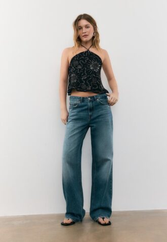 Embroidered Halter Top