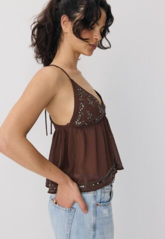 Embroidered Strappy Top