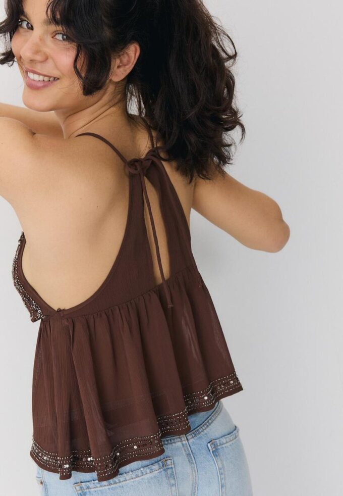 Embroidered Strappy Top