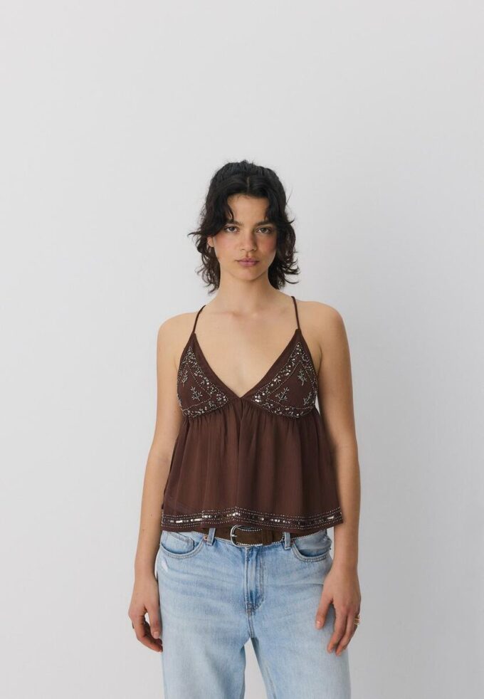 Embroidered Strappy Top
