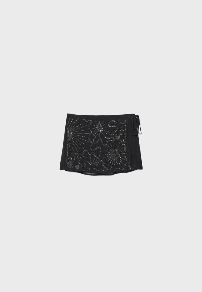 Embroidered Wrap Mini Skort Embroidered Wrap Mini Skort
