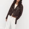 Faux Leather Biker Jacket with Belt Faux Leather Biker Jacket with Belt