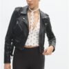 Faux Leather Biker Jacket with Belt Faux Leather Biker Jacket with Belt