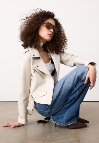 Faux Leather Biker Jacket with Belt