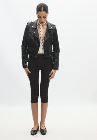 Faux Leather Biker Jacket with Belt