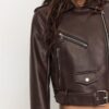 Faux Leather Biker Jacket with Belt Faux Leather Biker Jacket with Belt
