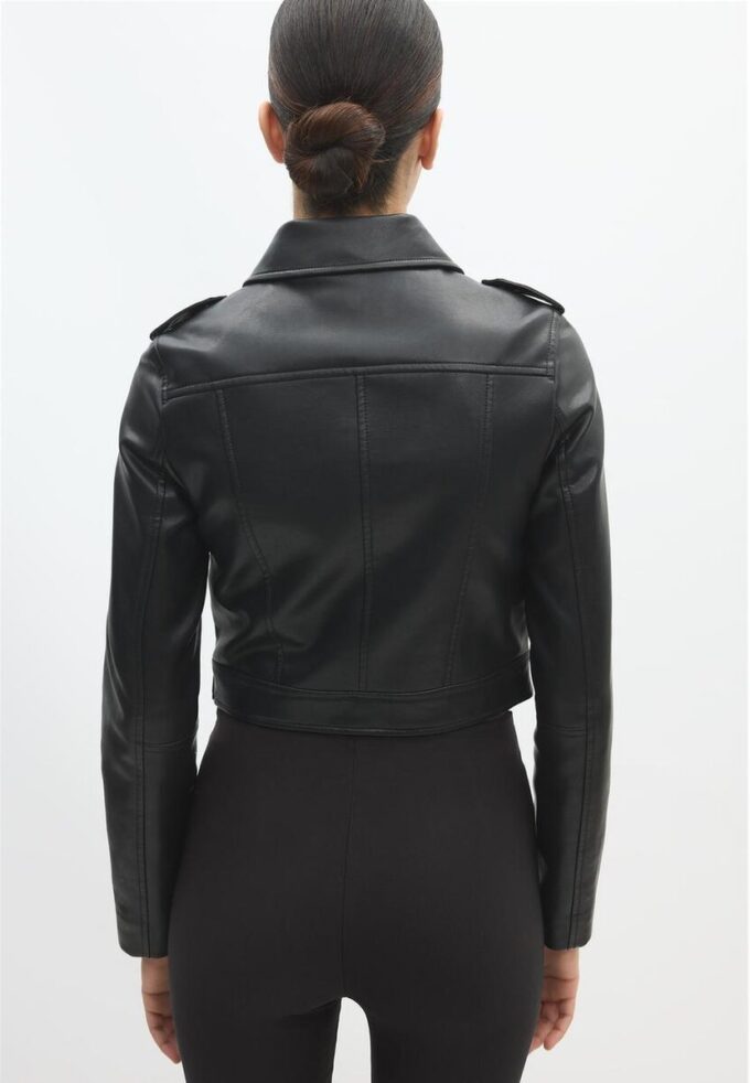 Faux Leather Biker Jacket with Belt Faux Leather Biker Jacket with Belt