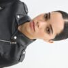 Faux Leather Biker Jacket with Belt Faux Leather Biker Jacket with Belt