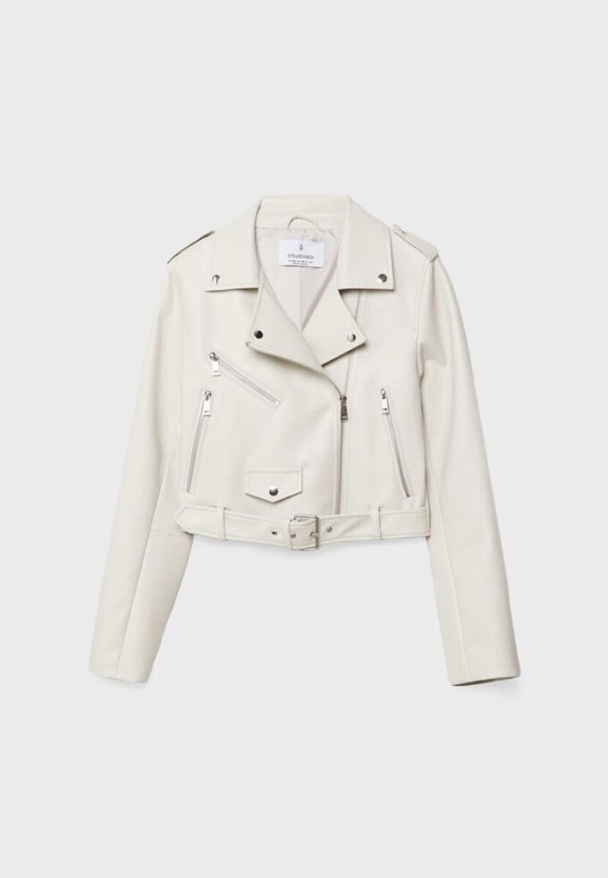 Faux Leather Biker Jacket with Belt