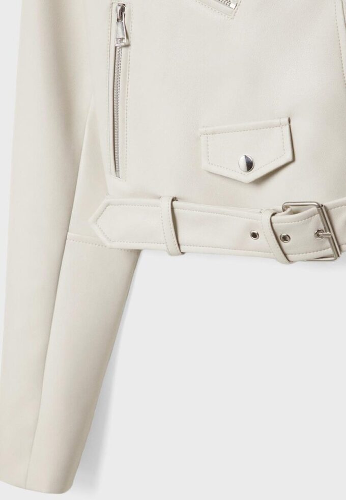 Faux Leather Biker Jacket with Belt