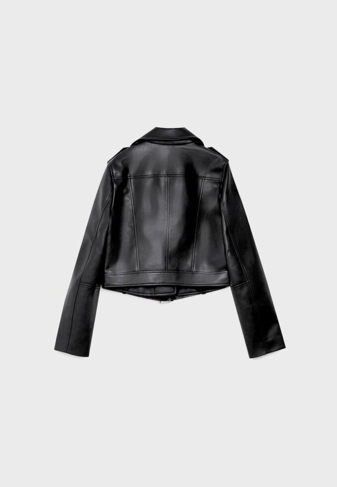 Faux Leather Biker Jacket with Belt Faux Leather Biker Jacket with Belt