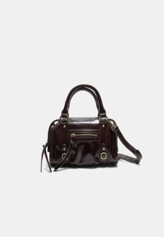 Faux Leather Crossbody Bowling Bag