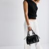 Faux Leather Crossbody Bowling Bag