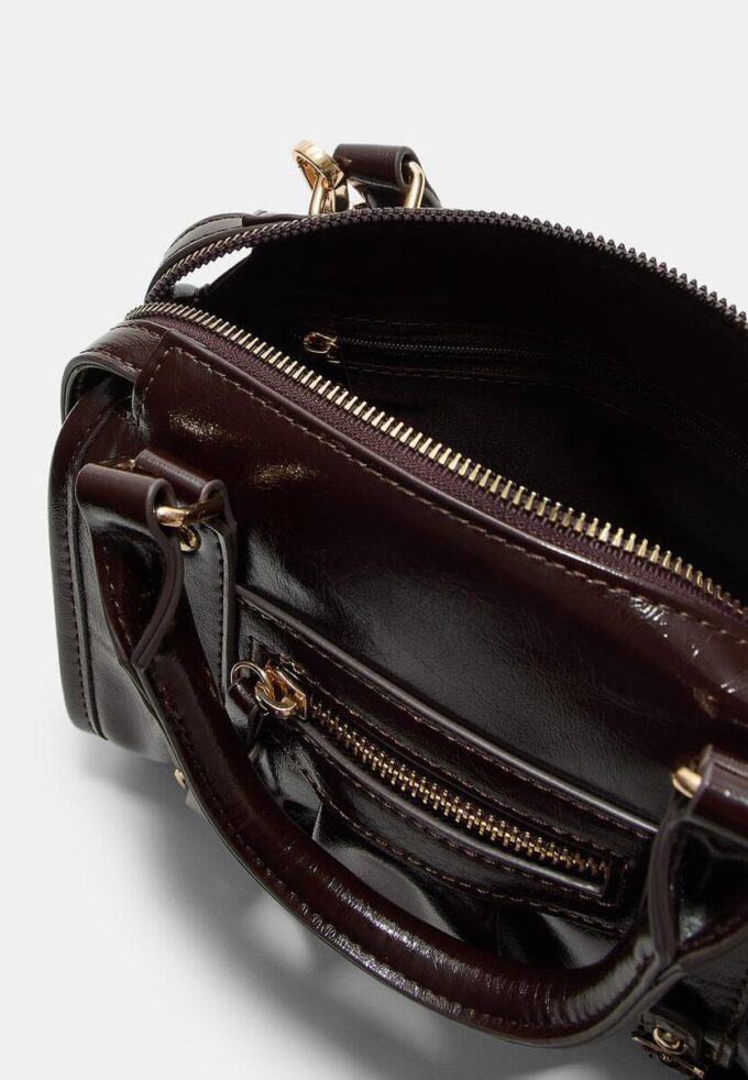 Faux Leather Crossbody Bowling Bag