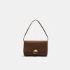 Faux Suede Bag with Asymmetric Metal Clasp