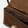 Faux Suede Bag with Asymmetric Metal Clasp