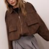 Faux Suede Bomber Jacket
