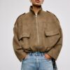 Faux Suede Bomber Jacket Faux Suede Bomber Jacket