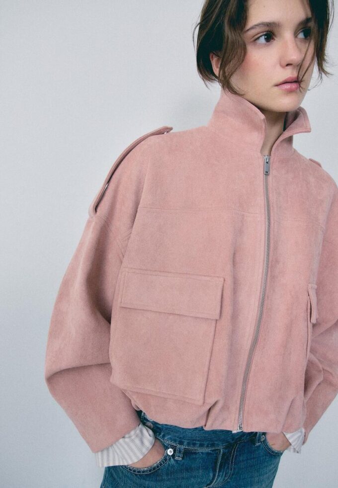 Faux Suede Bomber Jacket Faux Suede Bomber Jacket