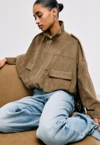 Faux Suede Bomber Jacket Faux Suede Bomber Jacket