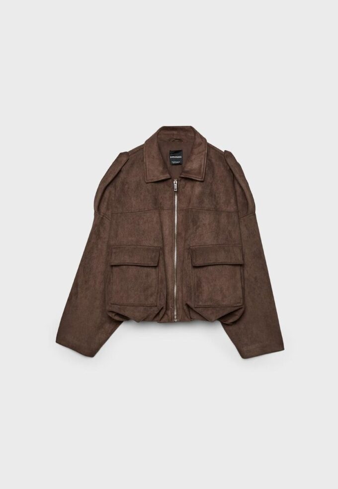 Faux Suede Bomber Jacket