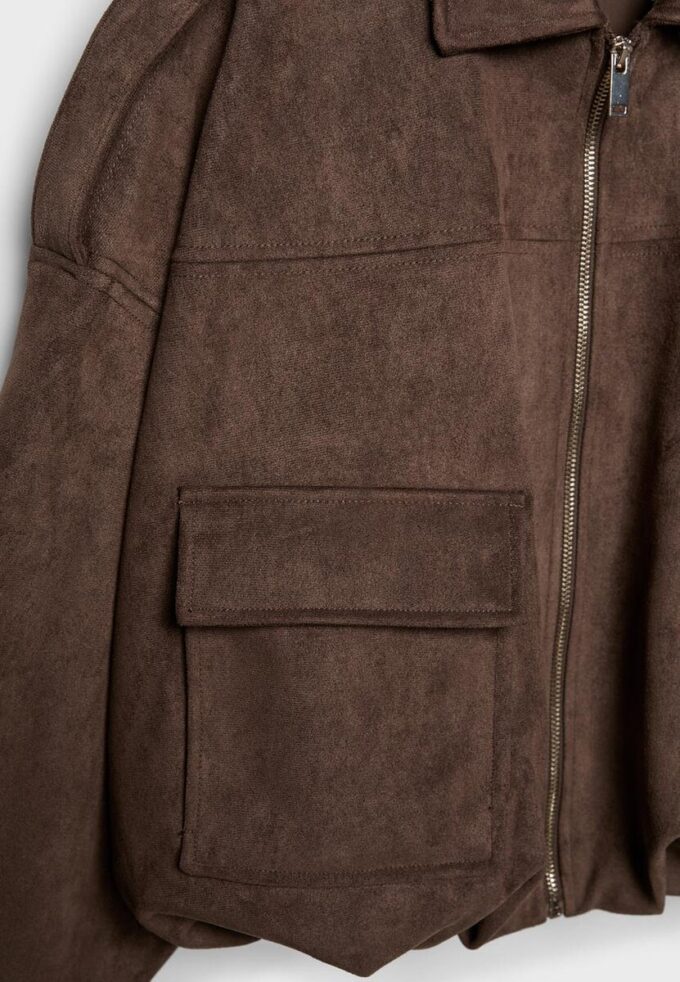 Faux Suede Bomber Jacket
