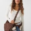 Faux Suede Bucket Bag with Strap Detail