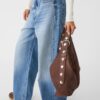 Faux Suede Bucket Bag with Strap Detail