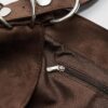 Faux Suede Bucket Bag with Strap Detail