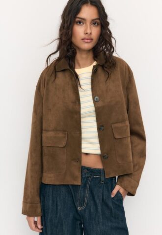 Faux Suede Jacket with Pockets