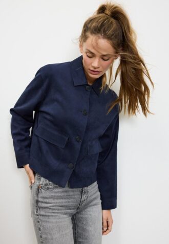 Faux Suede Jacket with Pockets