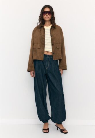 Faux Suede Jacket with Pockets