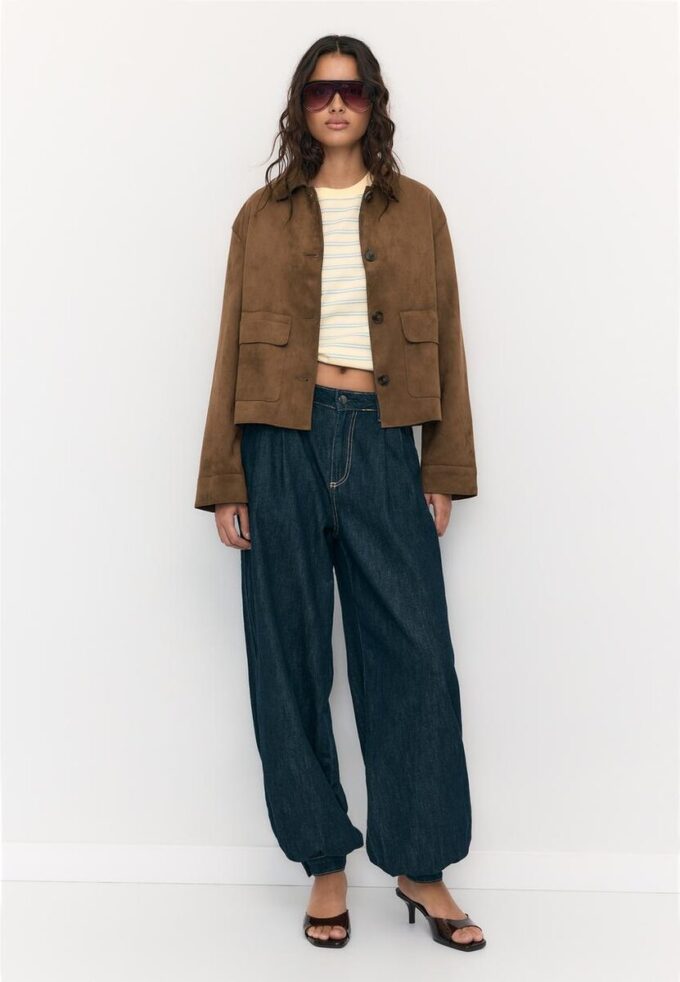 Faux Suede Jacket with Pockets Faux Suede Jacket with Pockets