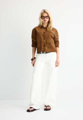 Faux Suede Jacket with Pockets