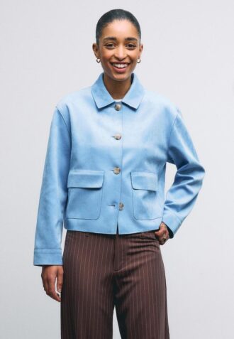 Faux Suede Jacket with Pockets