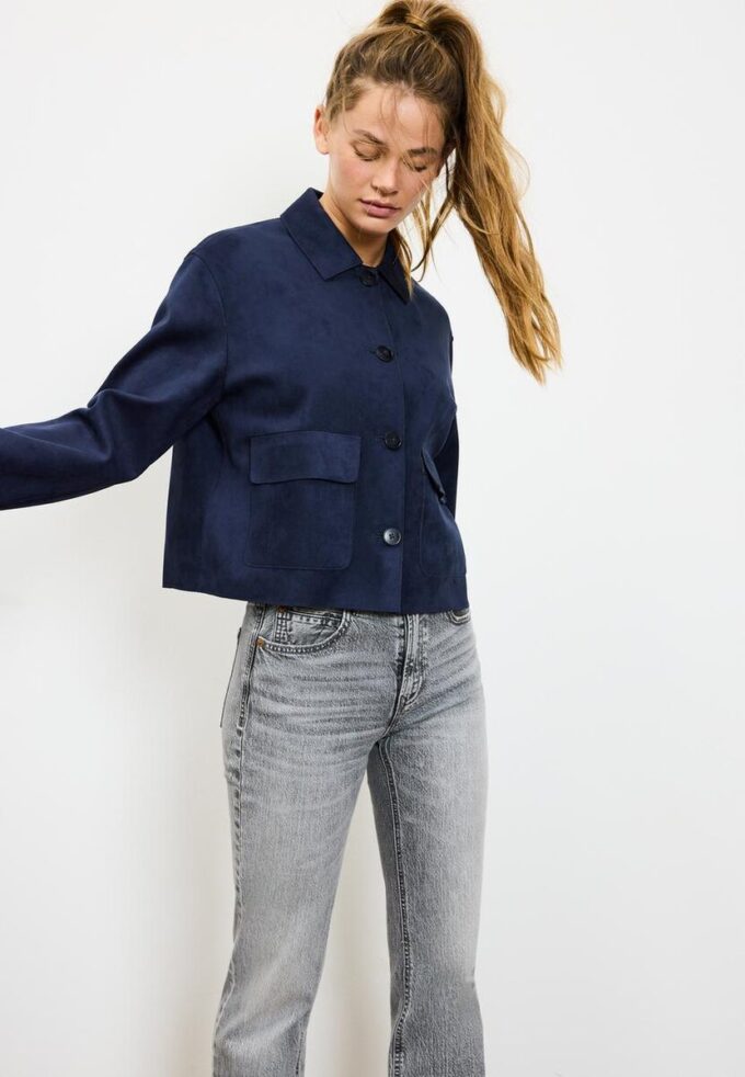 Faux Suede Jacket with Pockets