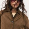 Faux Suede Jacket with Pockets Faux Suede Jacket with Pockets