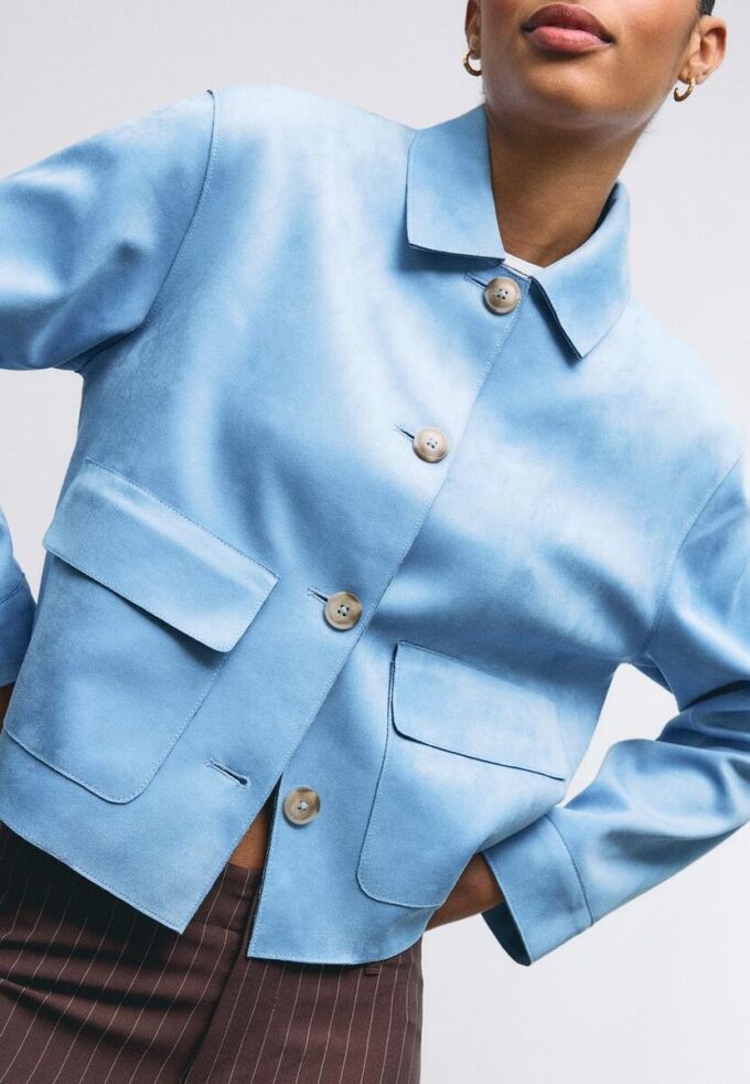 Faux Suede Jacket with Pockets