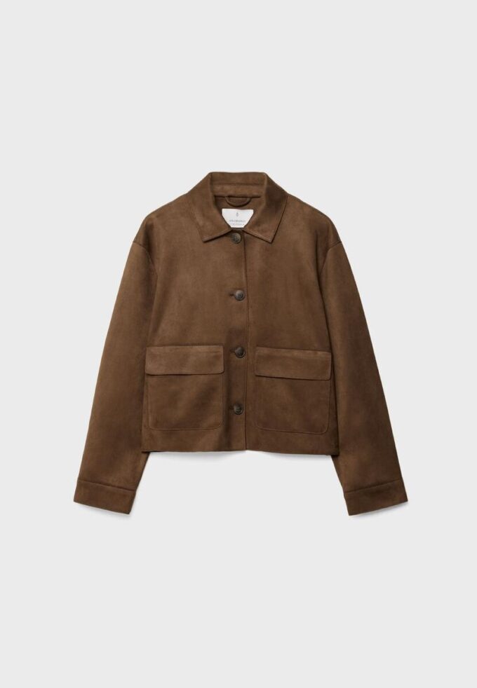 Faux Suede Jacket with Pockets Faux Suede Jacket with Pockets