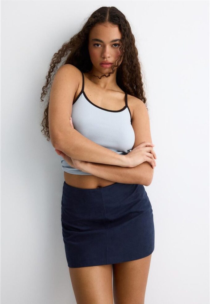 Faux Suede Mini Skort